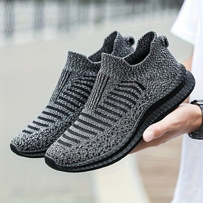 Men's Knit Lightweight Slip-On Casual Shoes - Outdoor Non-slip Soft Sole Sneakers