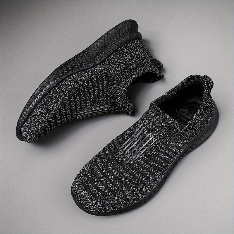 Men's Knit Lightweight Slip-On Casual Shoes - Outdoor Non-slip Soft Sole Sneakers